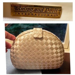 Whiting and Davis Vintage Satin Cream Woven Bag with Strap